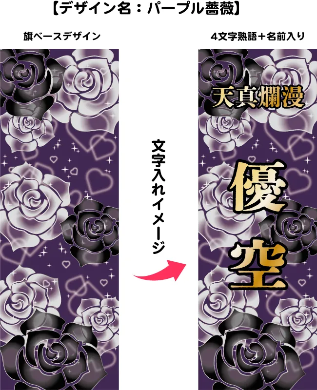 のぼり旗（四文字熟語＋個人名入れ）ポール付き