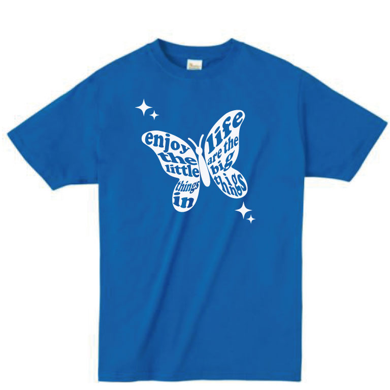 蝶々シルエットの可愛いブルークラス Tシャツ