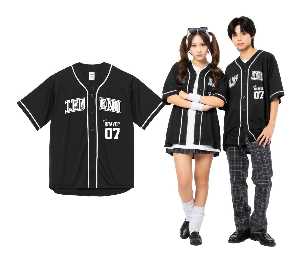 ブラックベースボールシャツ