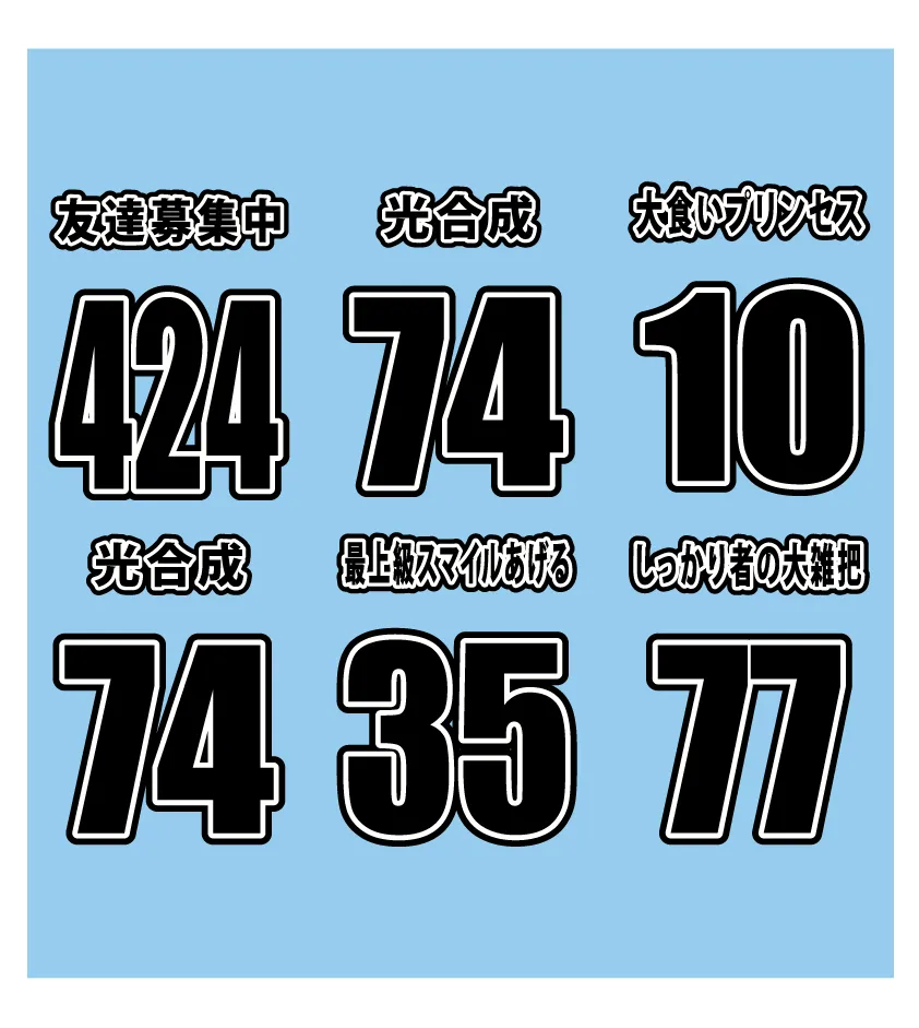 おもしろ背ネーム背番号