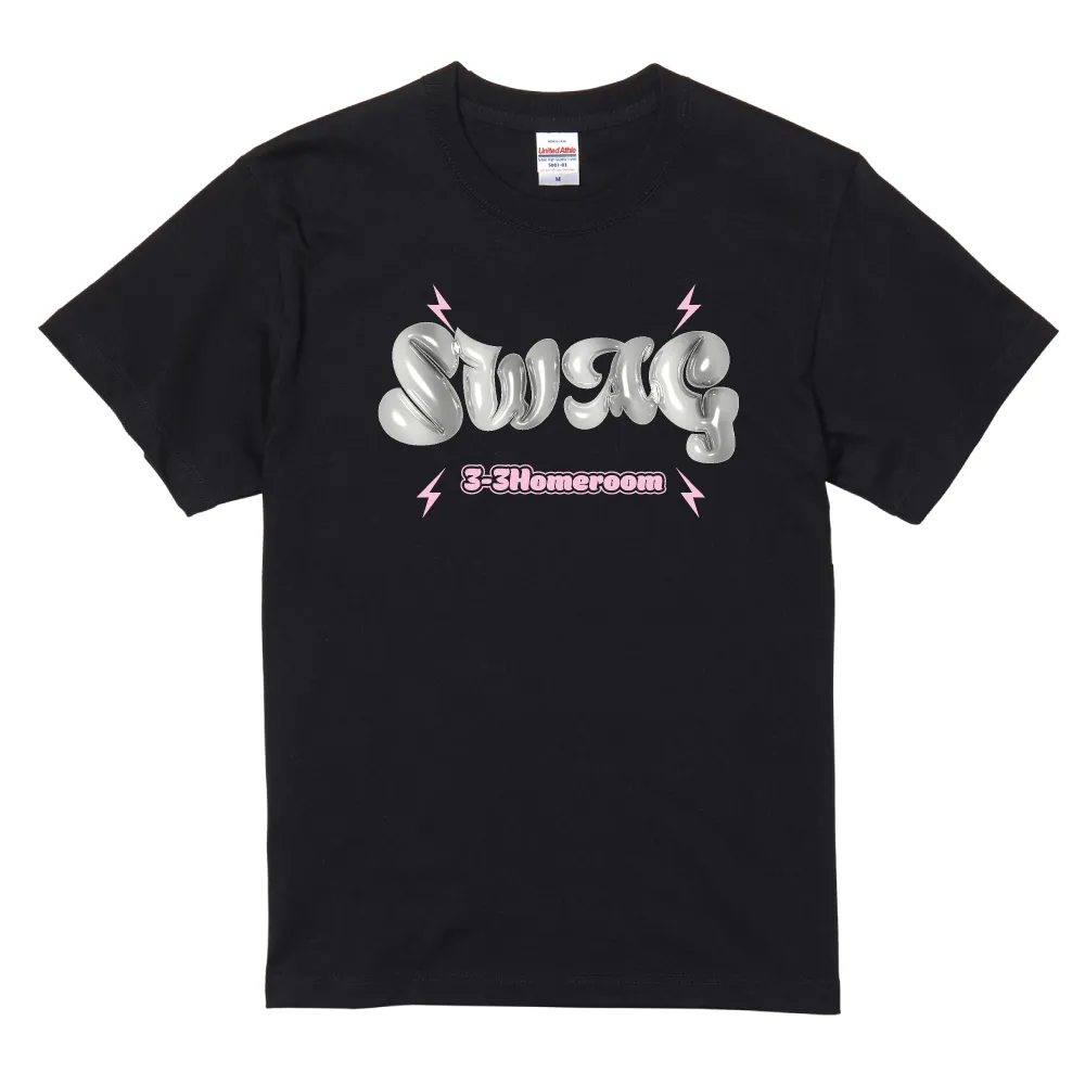 80sネオンコーデ用 ブラックのクラスTシャツ単体 フルカラープリント