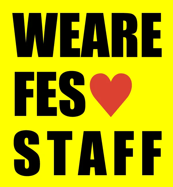 D-711 シンプルフォント＆ハートを「WE ARE FES STAFF」にアレンジしたクラスTシャツ